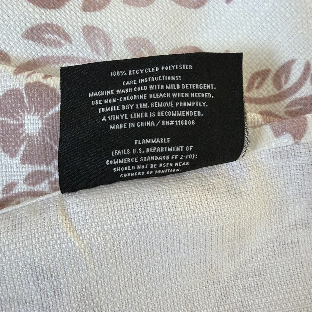 Lucky Brand Shower Curtain Rose Pink Floral Wreath 72x72 Recycled Cotton New